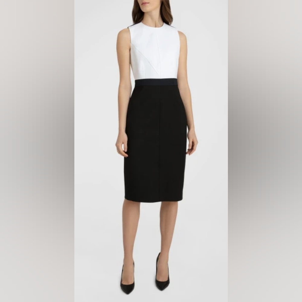 12. NWT JUDITH & CHARLES SASHA TWO TONE SLEEVELESS DRESS IN BLACK COMBO - Picture 5 of 10